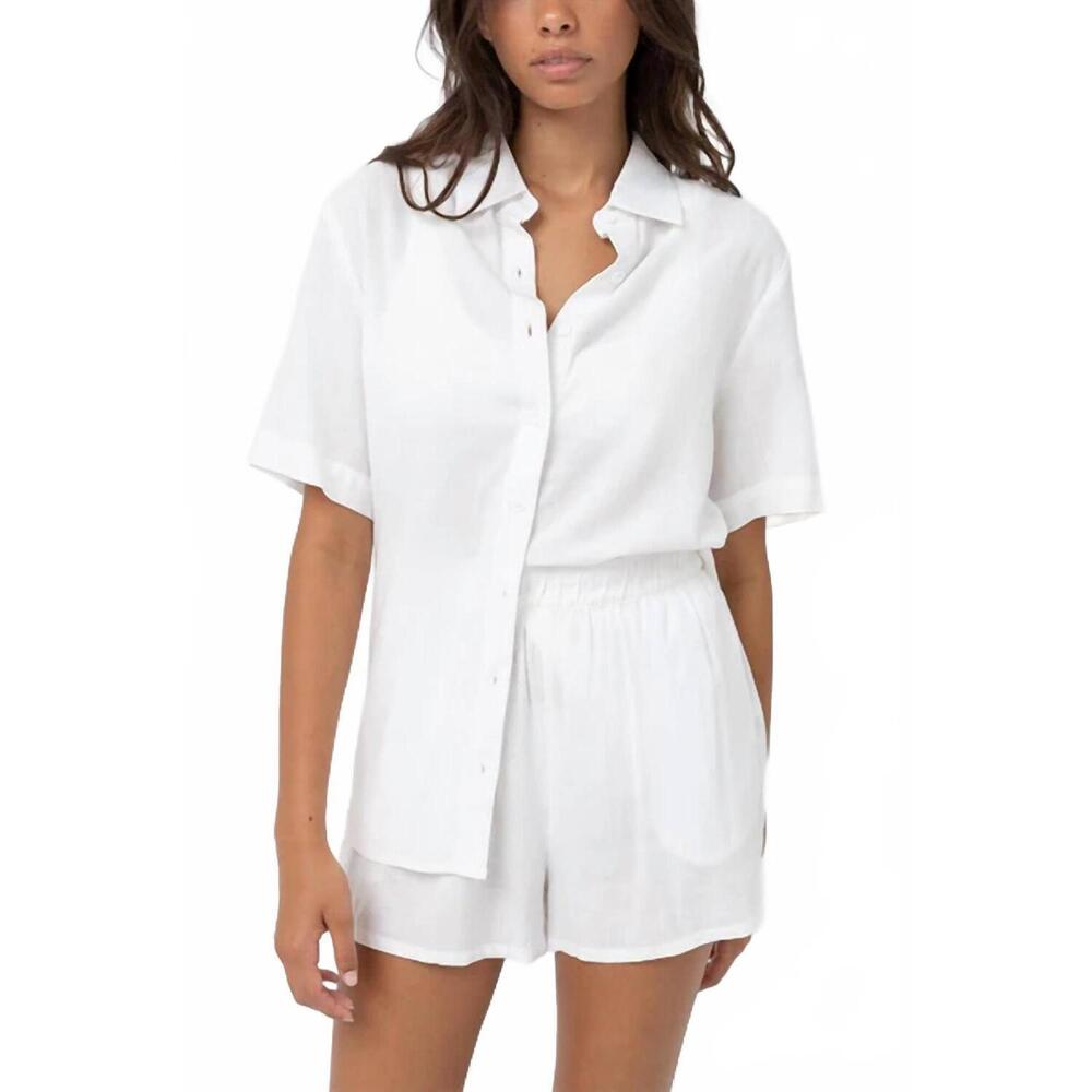 NEW RHYTHM. beach button shirt in white